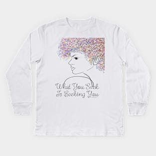 What You Seek is Seeking You Girl  Line Drawing Kids Long Sleeve T-Shirt